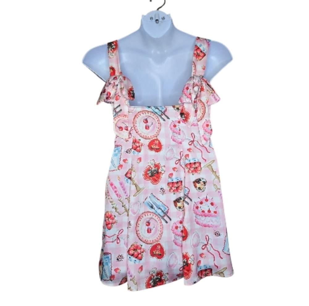 URBAN OUTFITTERS viral Valentine Bri double bow satin mini dress M - Picture 5 of 12